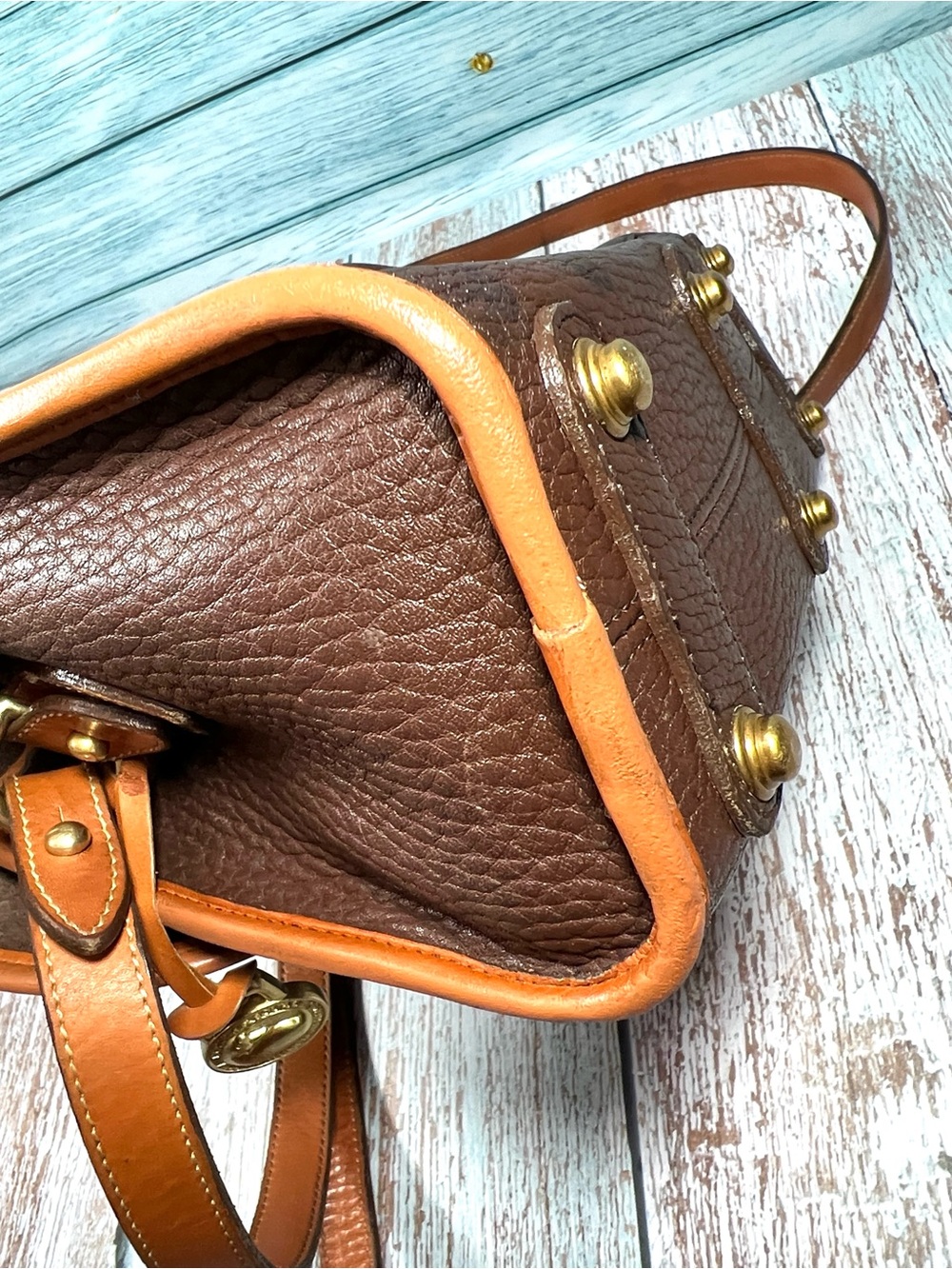 🦆 DOONEY & BOURKE ESSEX AWL PEBBLED BROWN AND BRITISH TAN CROSSBODY VINTAGE - Picture 6 of 16